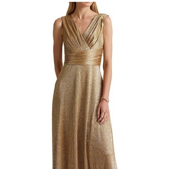 Ralph Lauren Dresses & Skirts - Ralph Lauren Gold Metallic Sleeveless Formal Dress Women's Size 0 Evening Gown